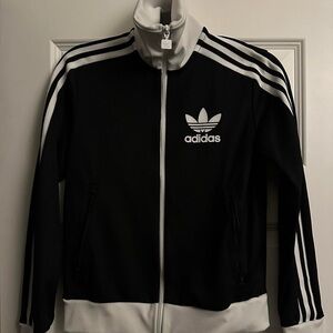 Adidas Black and White Zip-Up Jacket